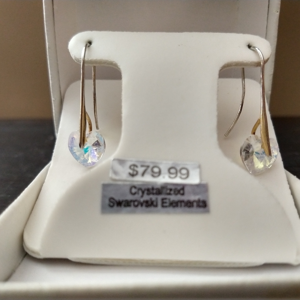 Heart shaped Swarovski crystalized earrings